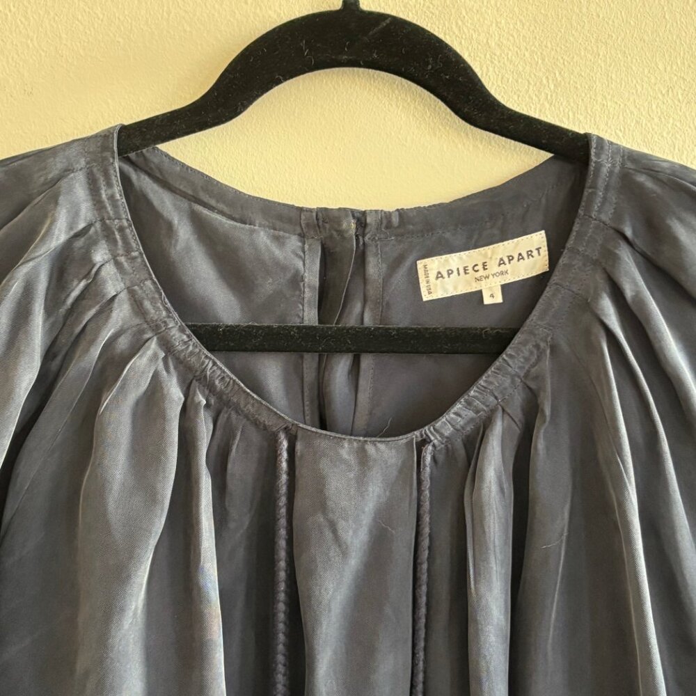 Apiece Apart Tasseled Cape Dress - Navy Blue - Size 4 - Picture 3 of 4